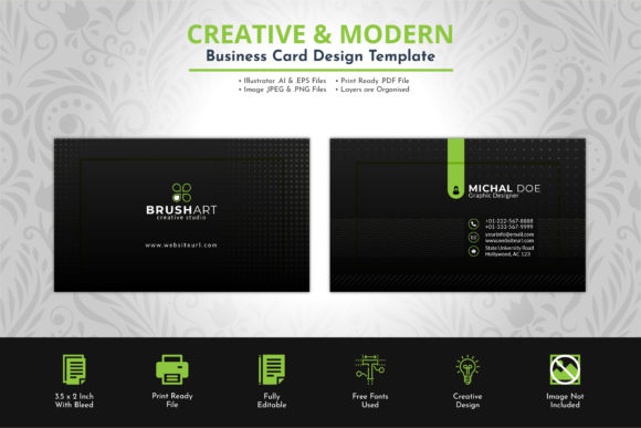 Black Business Card Design Template: Modern Impact