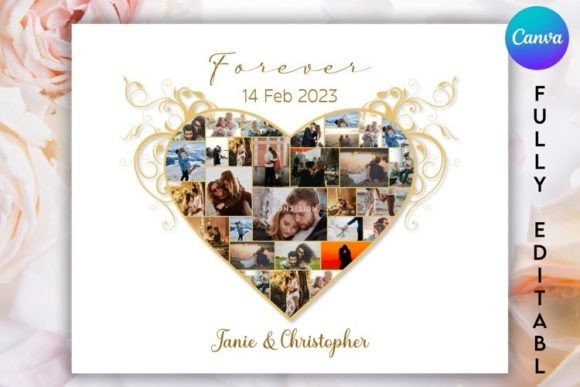 Crafting a Heartfelt Visual Story with Editable Heart Photo Collage #01