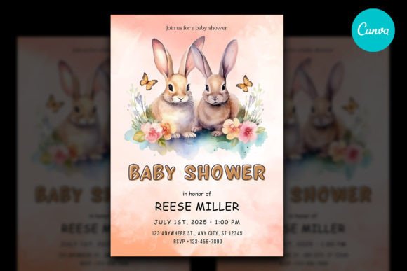 Editable Bunny Baby Shower Invitation: Design Sweet Moments