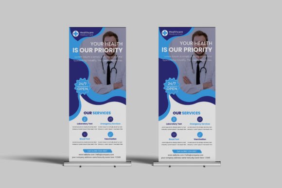 Effective Medical Rollup Banner Design Template for Healthcare