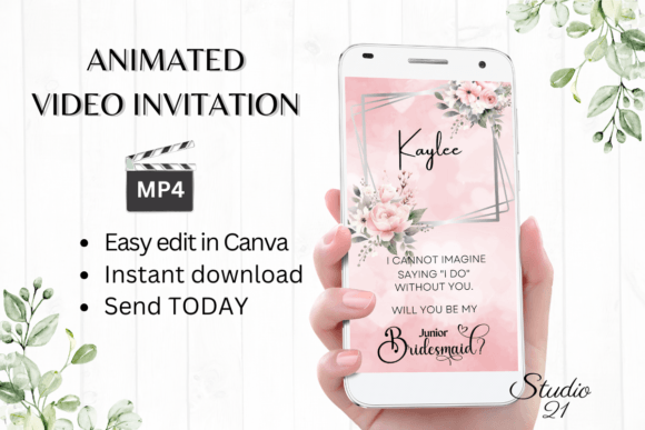 Pink Roses Junior Bridesmaid W3273JM: A Modern Script for Elegant Invitations